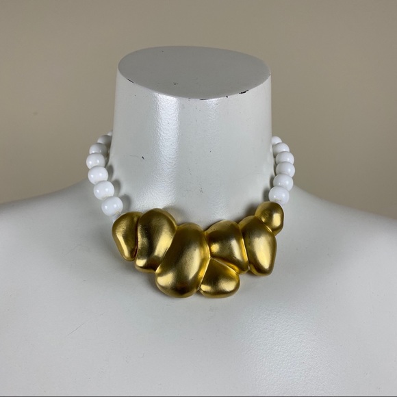 Vintage Jewelry - Vintage Signed Les Bernard Goldtone Bead Necklace